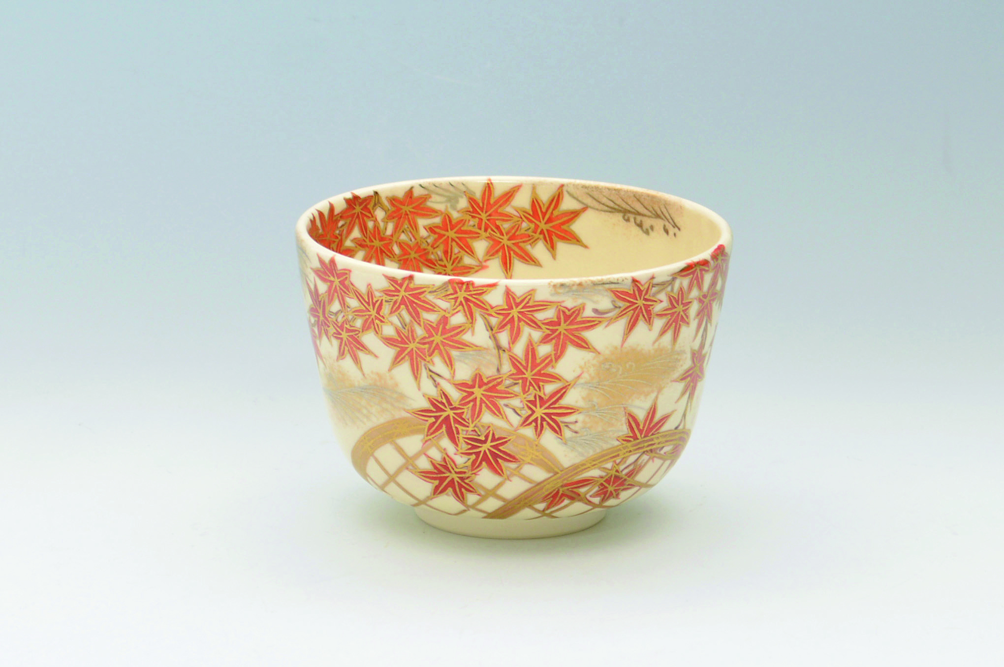 茶碗　仁清　紅葉　加藤如水　桐箱