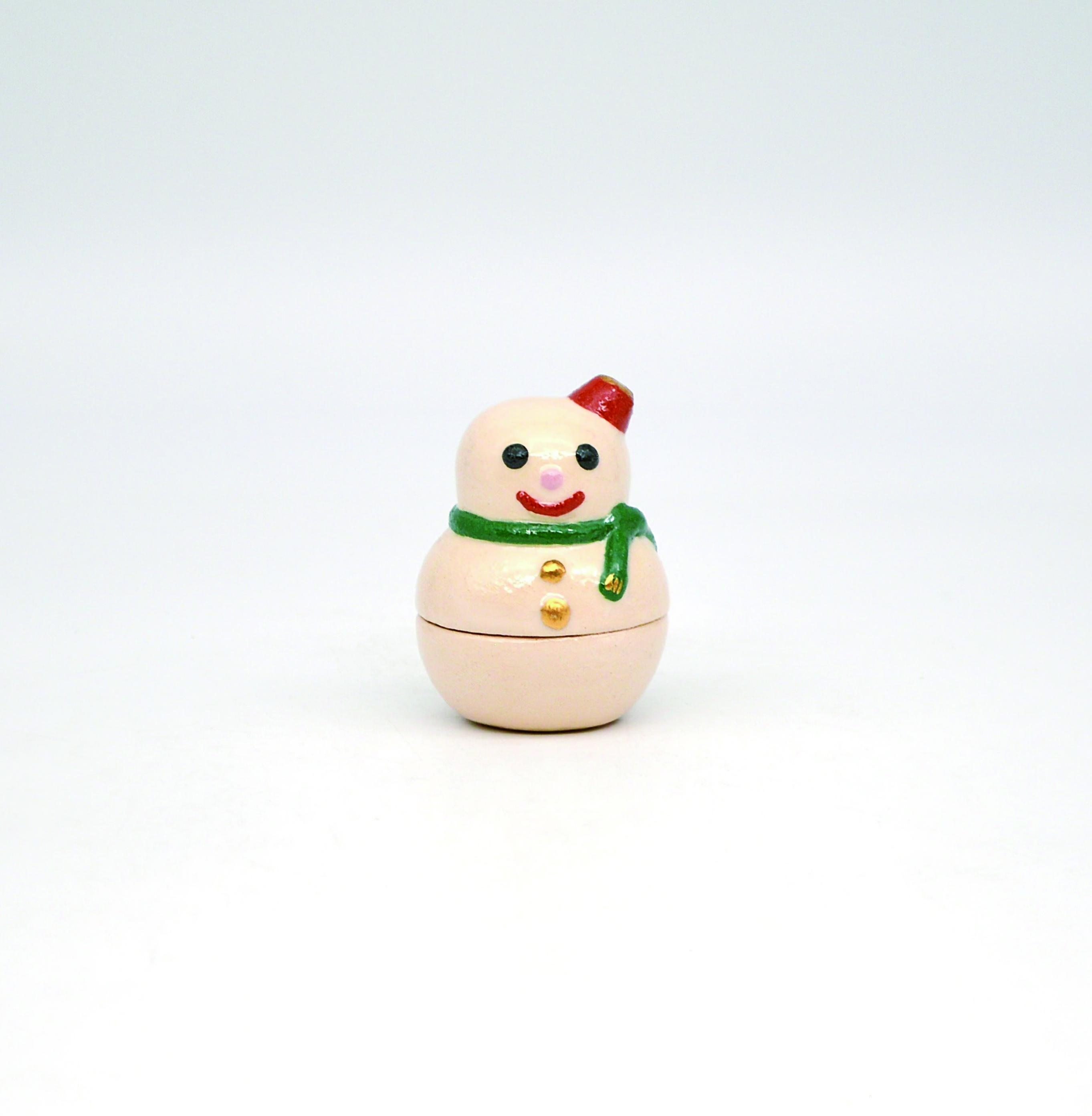 香合　雪ダルマ　楽入窯　紙箱