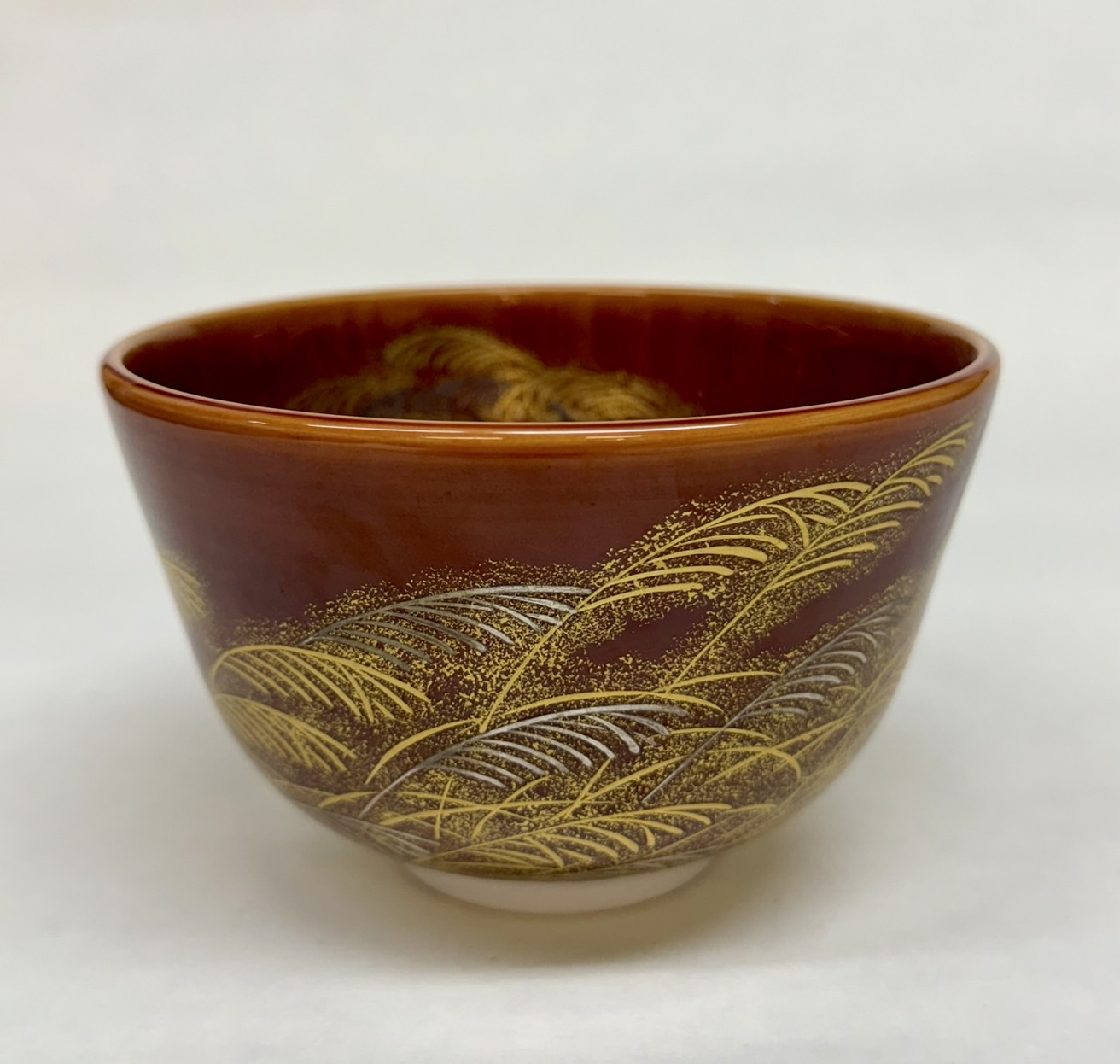◆古物◆茶碗　武蔵野　赤茶交趾　中村翠嵐　