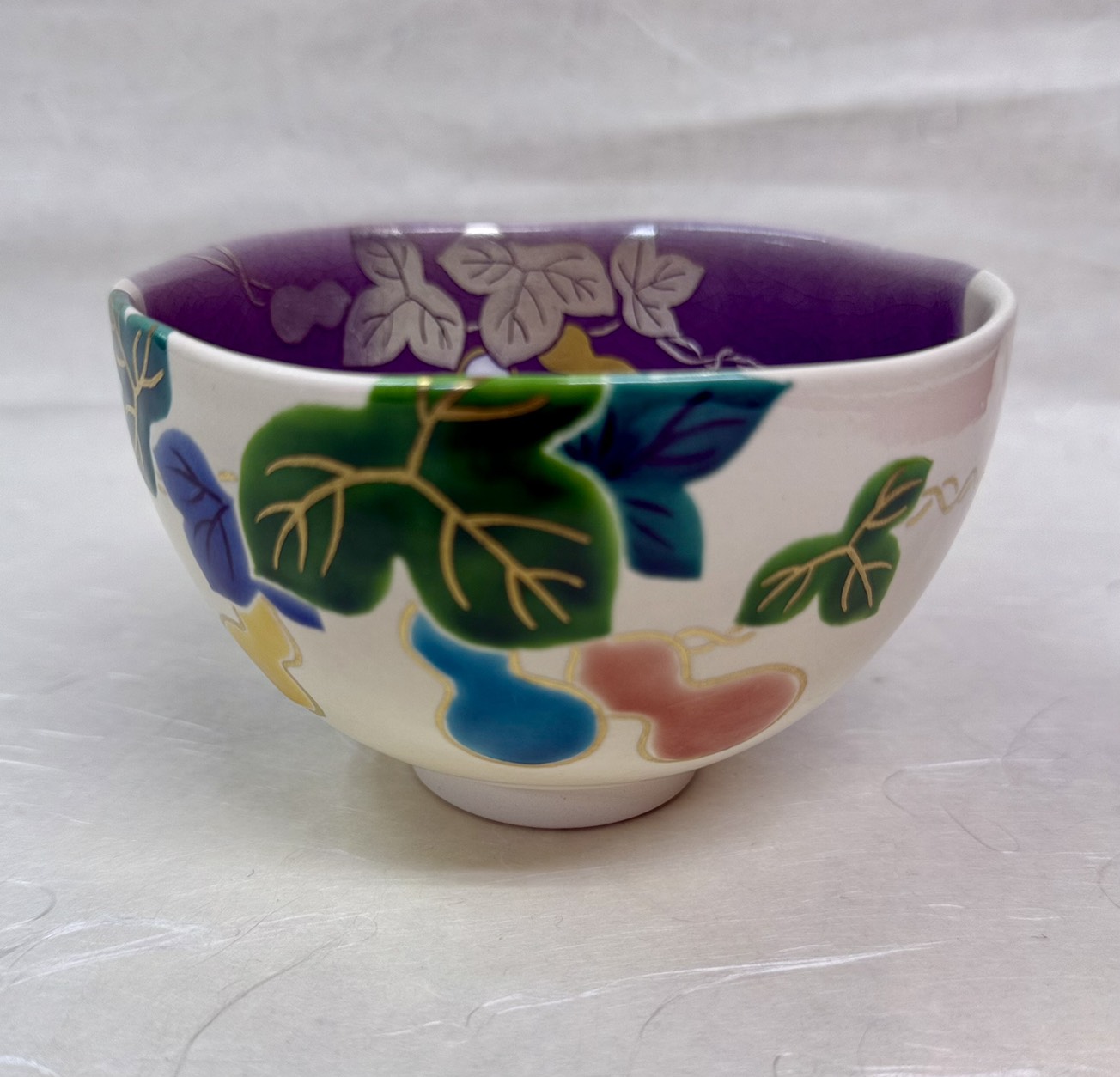 茶碗　掛分色絵　六瓢　新井京華　桐箱