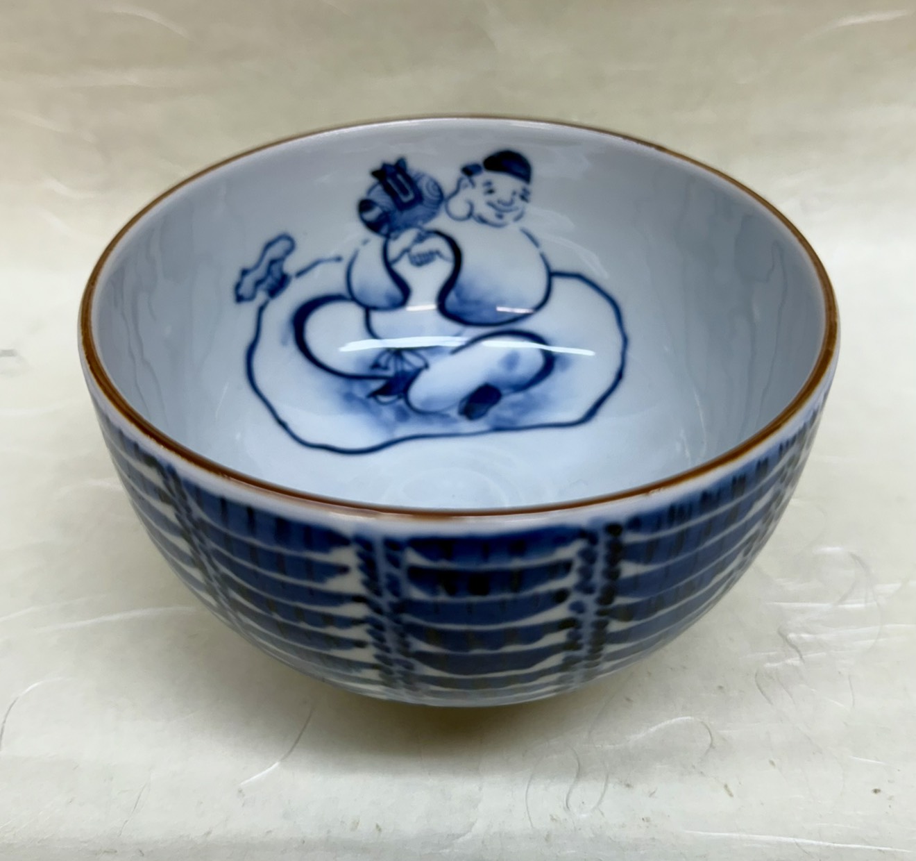 ◆古物◆茶碗　俵形　染付　林淡幽　五山窯　桐箱