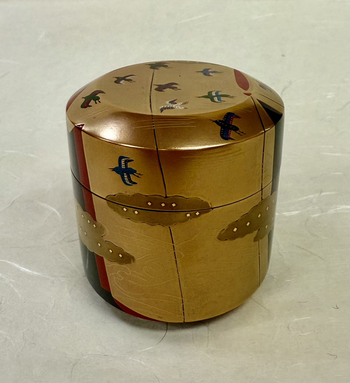 ◆古物◆誰ヶ袖棗　即中斎好写　雪吹　吉田一峰　桐箱