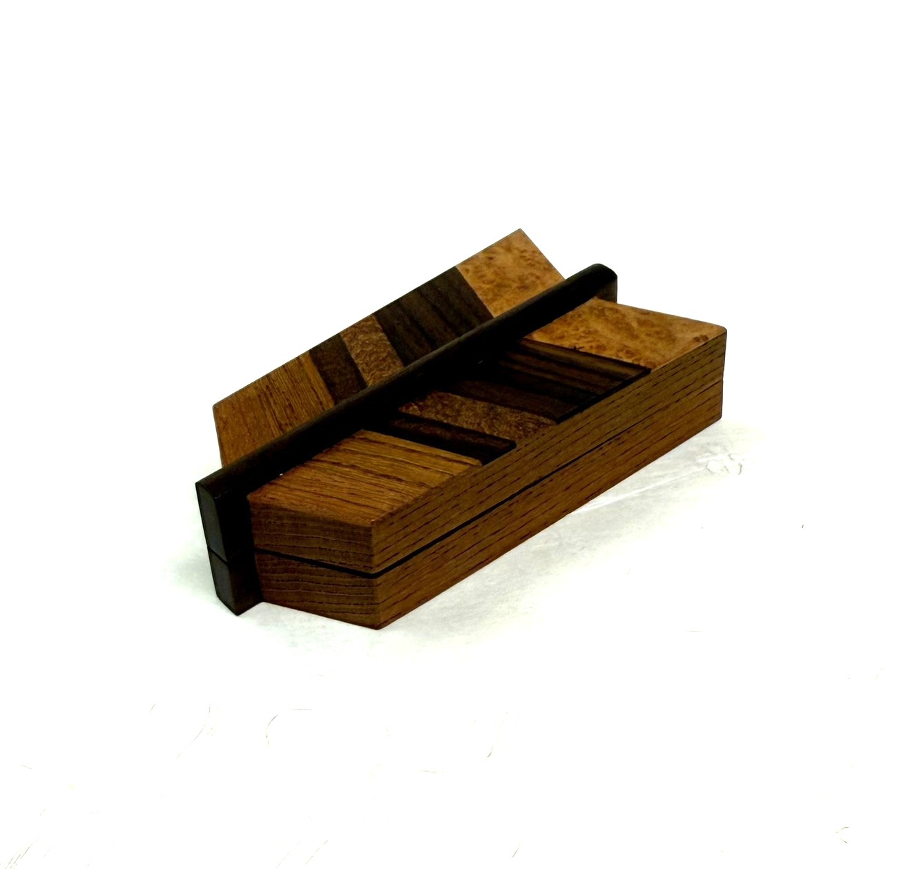 ◆古物◆香合　寄木　矢羽津　一徳作