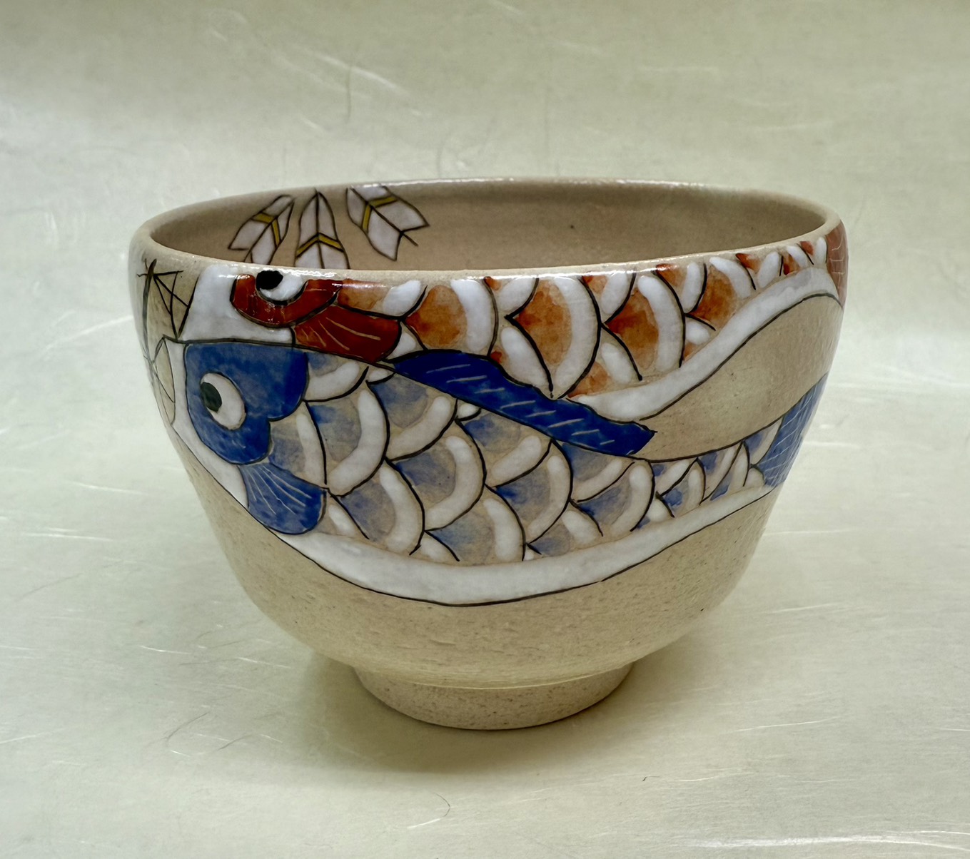 茶碗　色絵　鯉のぼり　八木海山　紙箱