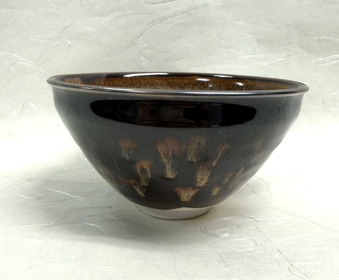◆新古品◆天目茶碗　玳玻盞　桶谷定一　桐箱入